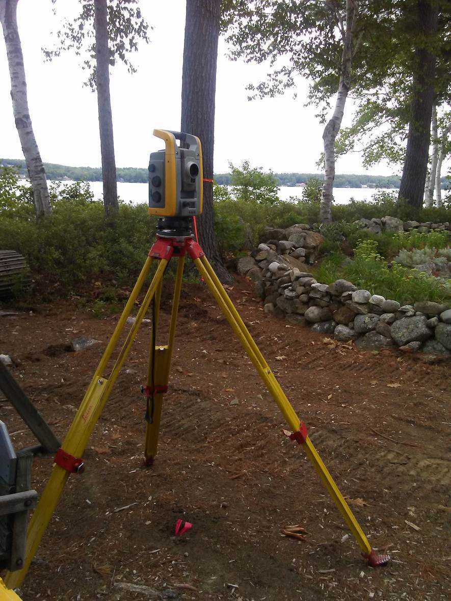 Site layout equipment, lake lot — Great North Woods Septic Design field photo